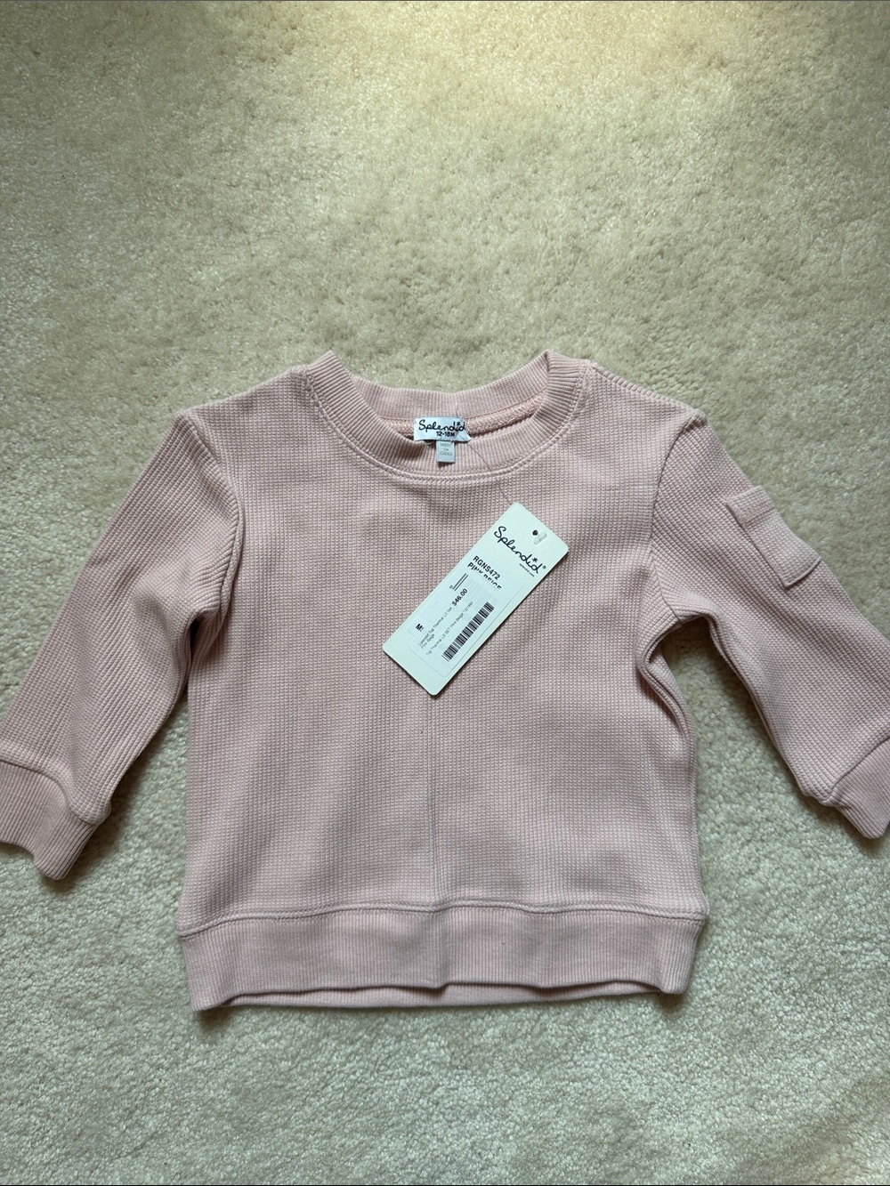 Splendid Kids Light Pink Waffle-Knit Sweatshirt